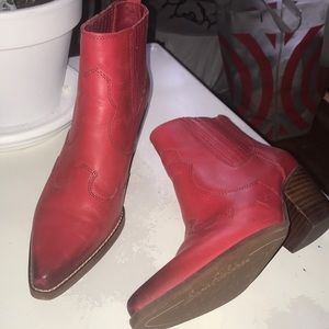 Sam Edelman leather red western ankle boots